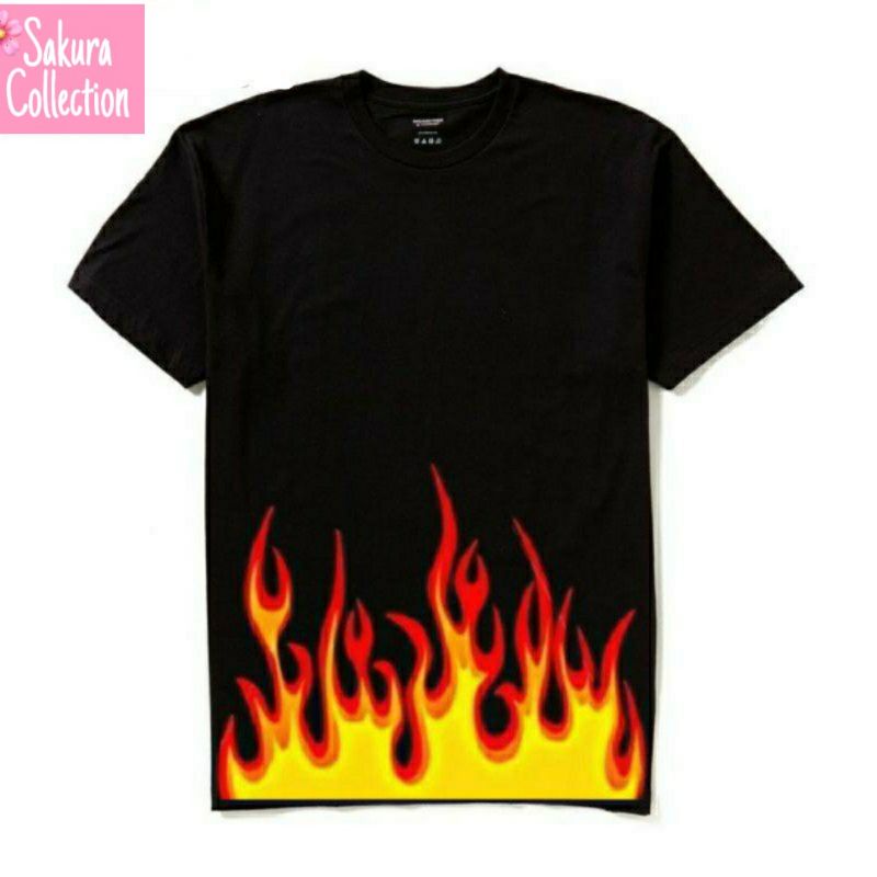 Kaos Baju Api Terbakar BLACK ON FIRE T-shirt pria Wanita Dewasa tee