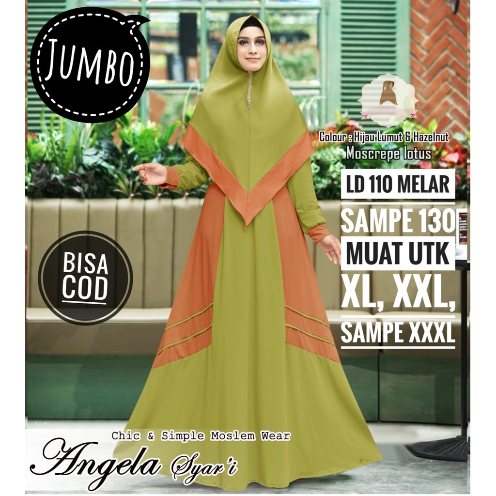 LD 110-130 Gamis Jumbo Kamila Baju Muslimah Big size XXXL Polos Mewah