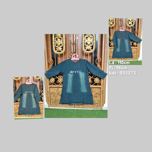 ATASAN TUNIK JEANS TANGAN,BAWAH RAWIS LEHER OBLONG GRIP WASHING SCRUB RETRO PREMIUM