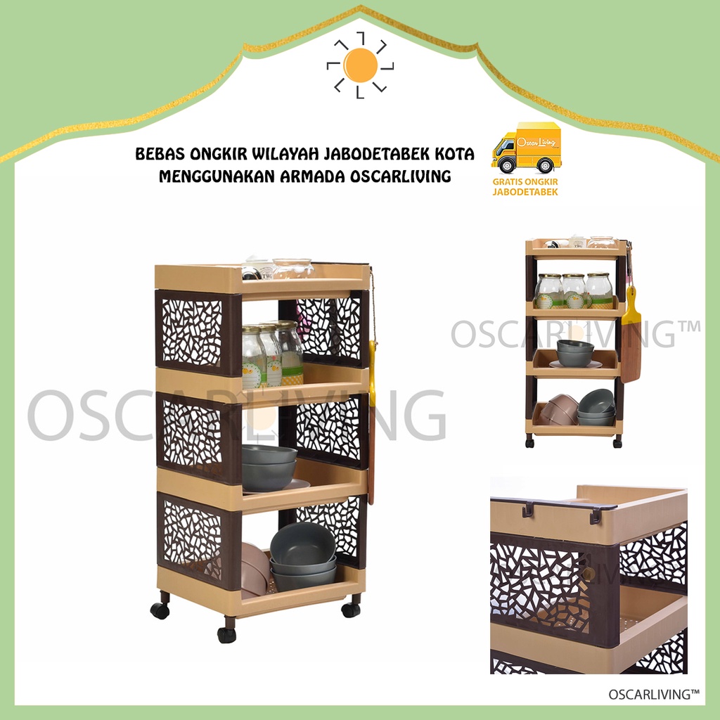 Rak Serbaguna Plastik RSTK Tabitha Roda 4 Susun RANDOM