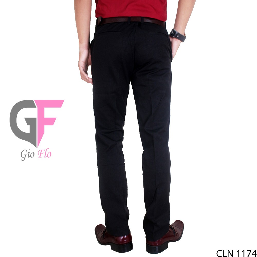 GIOFLO Celana Slim Fit Terbaru Formal Pria Black / CLN 1174