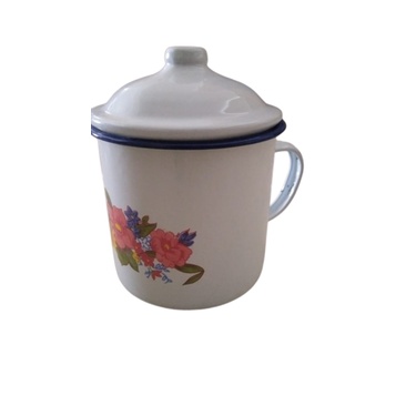 Mug Enamel 10 Kembang Tutup