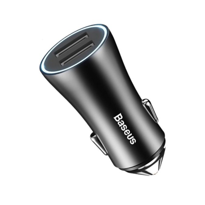 BASEUS Golden Car Charger - Black Cas HP di dalam Mobil