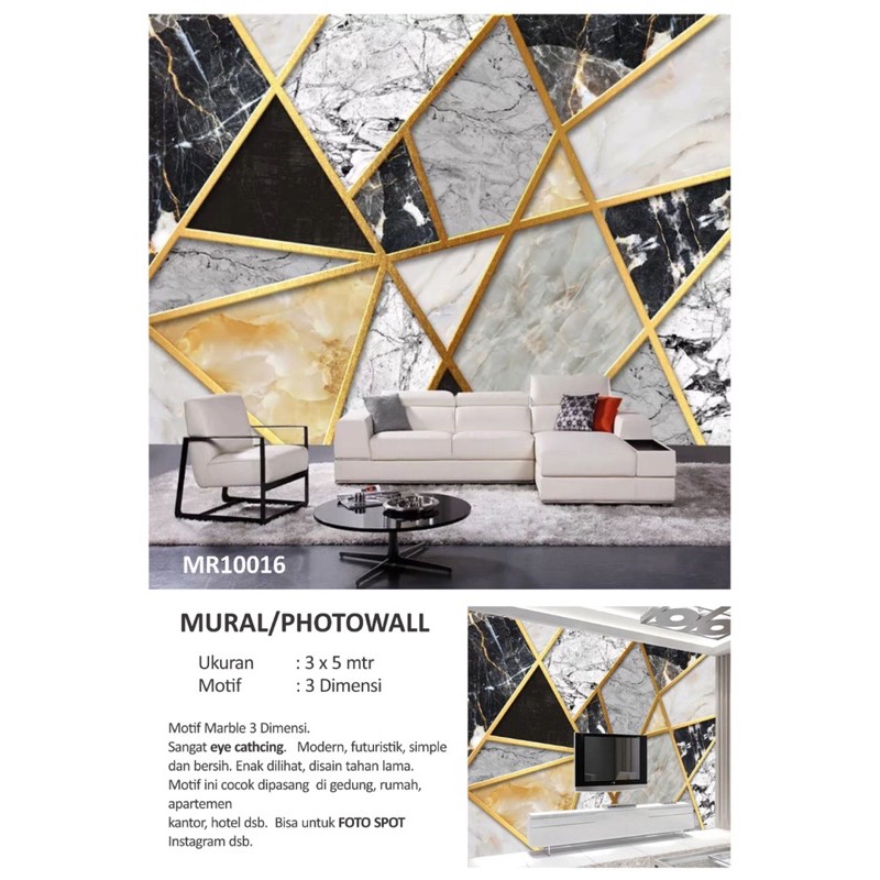 Wallpaper Dinding Photowall mural motif Marmer MOdren KOmbinasi 3D