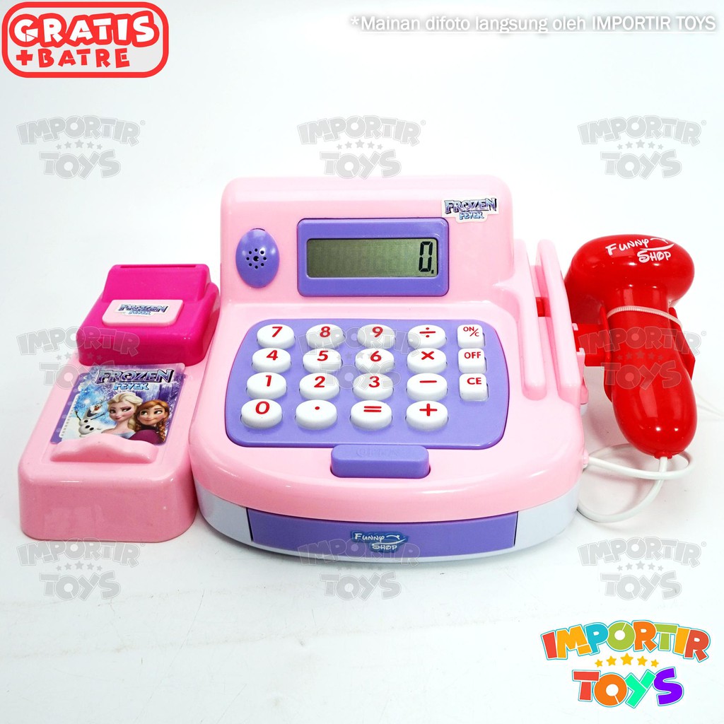 Mainan Cash Register Mesin Kasir Frozen Feyer Berkualitas Pink Lucu Unik