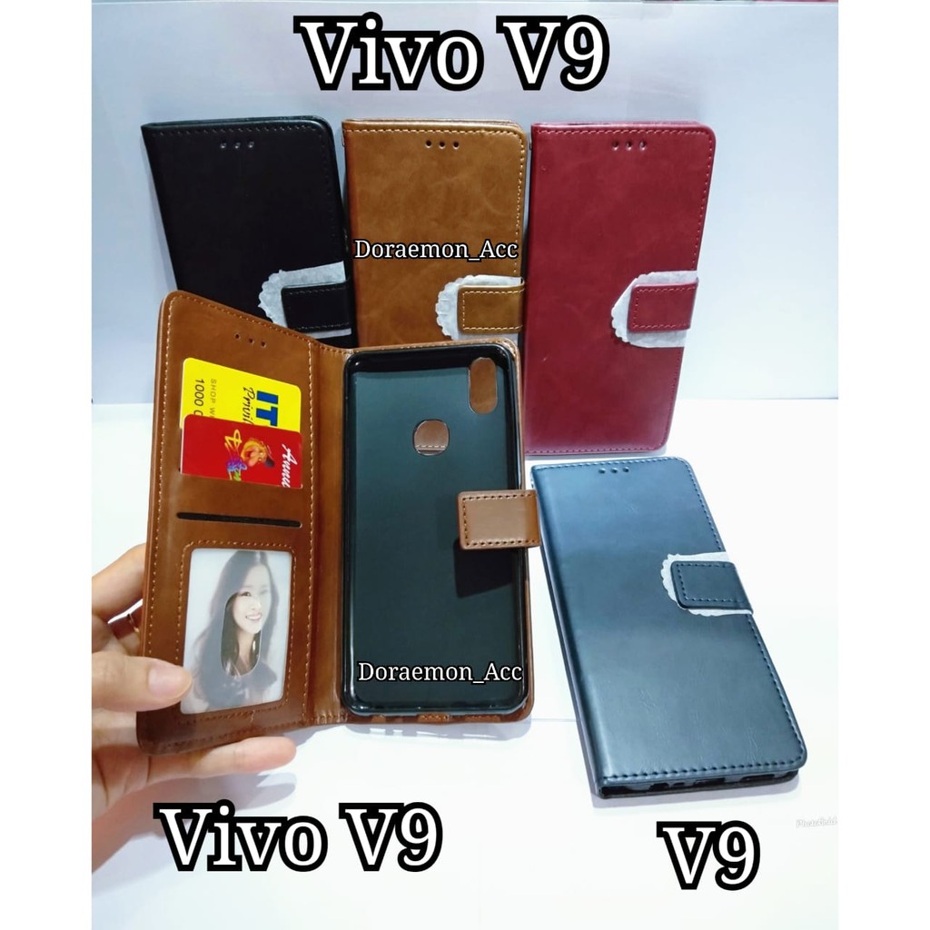 LEATHER FLIP COVER VIVO V9 1727 - WALLET CASE KULIT - CASING