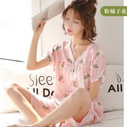 GI 4601 (SIZE M-XL) RISCE PIYAMA BAJU TIDUR CELANA PENDEK LENGAN PENDEK IMPORT WANITA CEWEK PJ