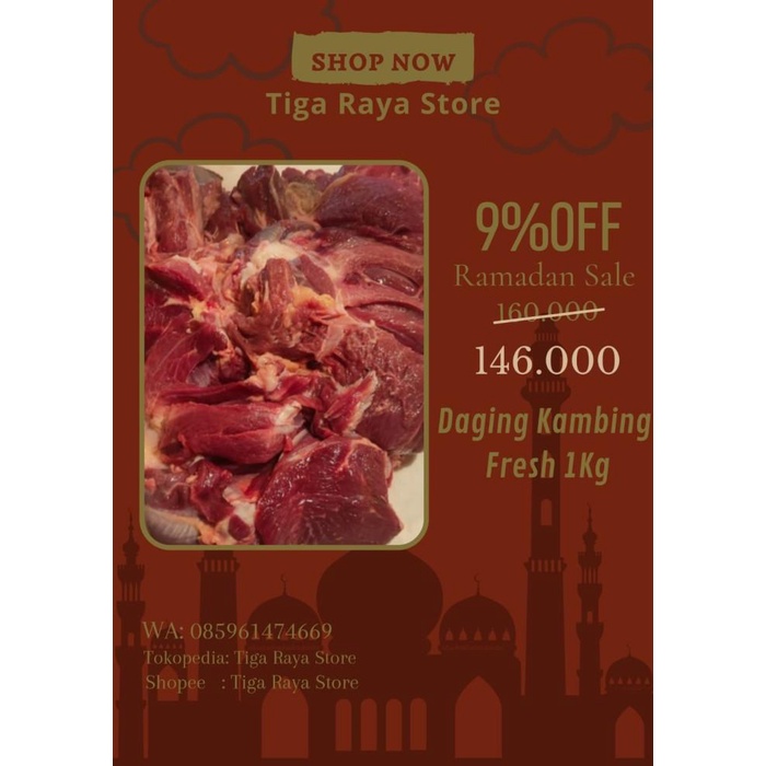 

Meat | Daging Kambing Mentah, Segar 1Kg Khusus Instan/Sameday