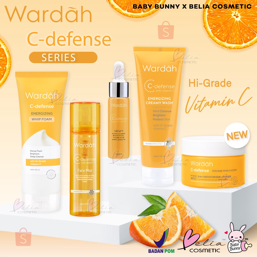 ❤ BELIA ❤ WARDAH C-Defense Series | C Defense Face Mist Creamy Wash Serum Waterclay Mask | BABY BUNNY | BPOM