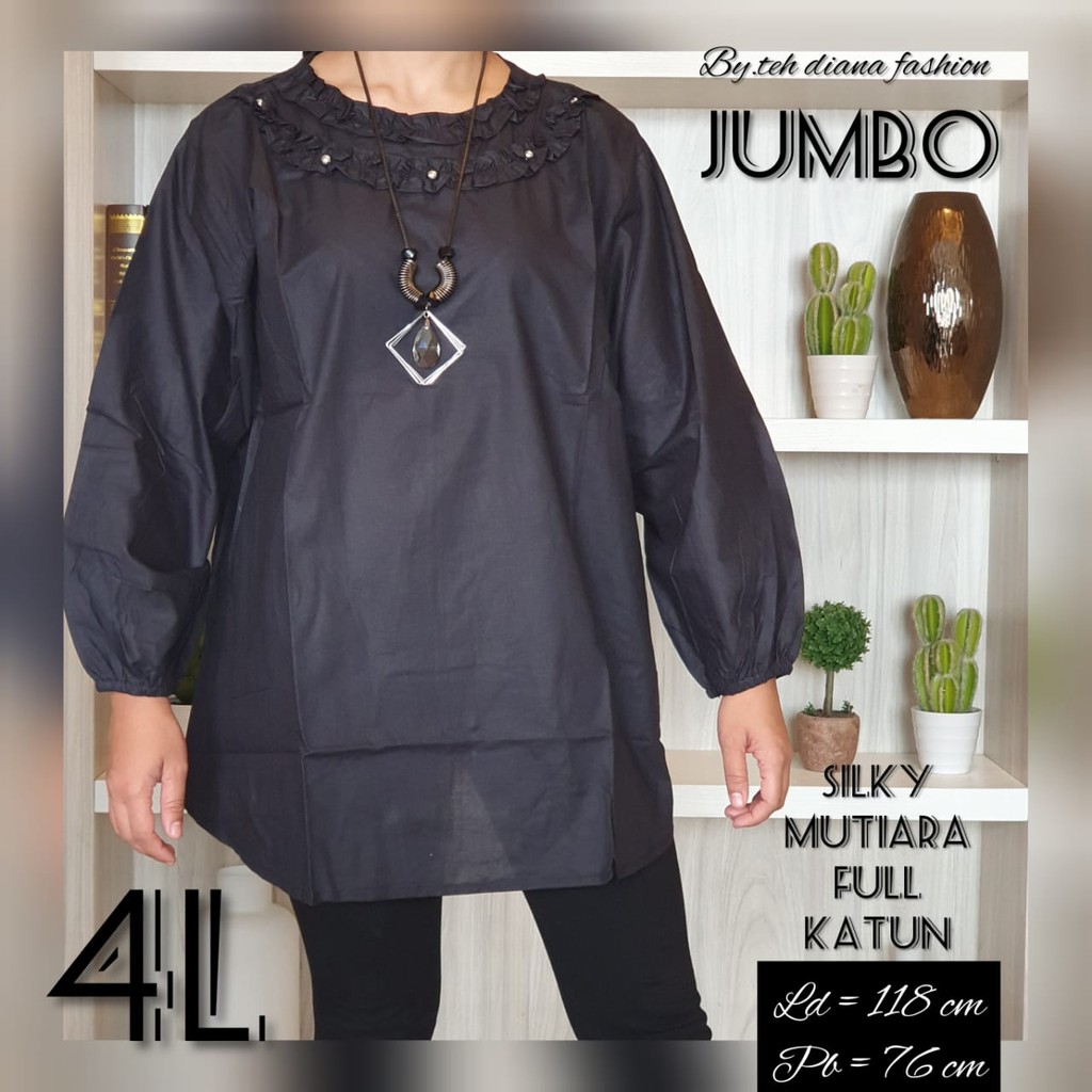 Baju Wanita Jumbo - Blouse Wanita Jumbo - Atasan Wanita Jumbo Silky Mutiara Ld 118-3