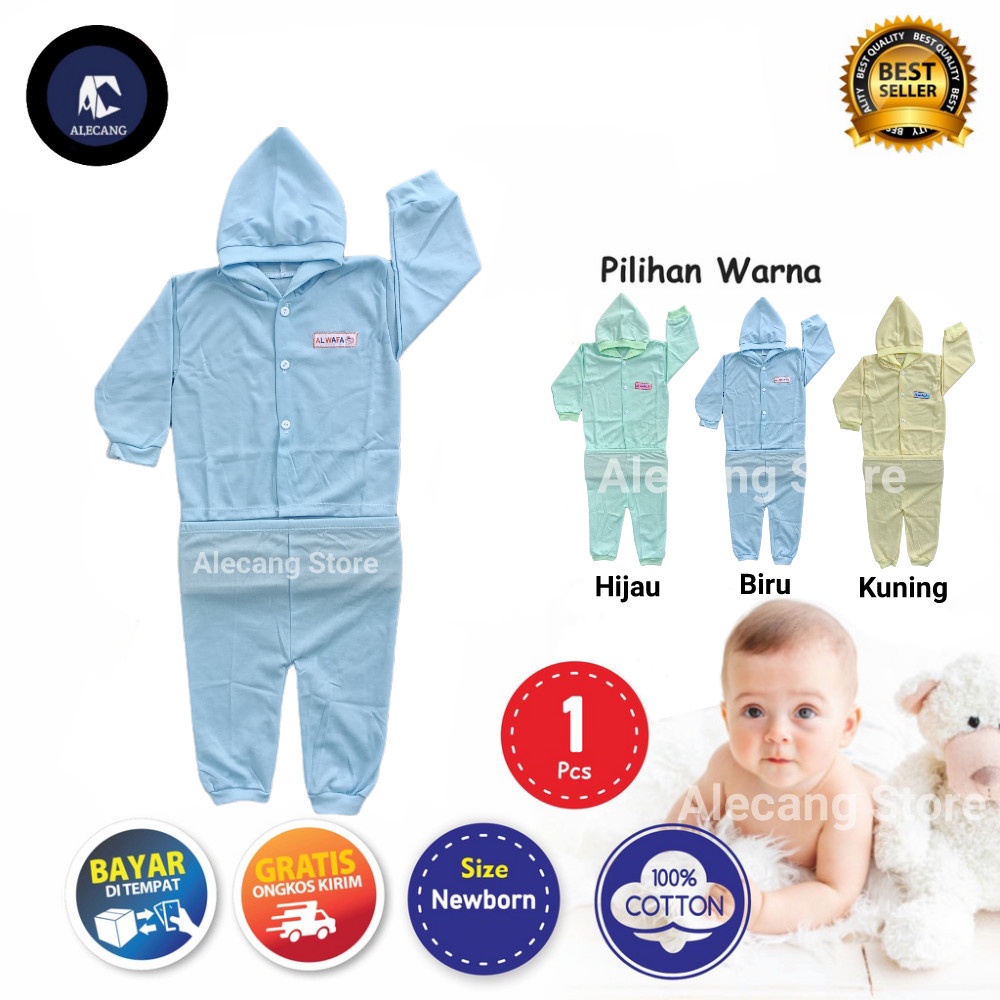Alecangstore - Setelan Panjang Baju Bayi Laki-laki size 0-6 Bulan MOTIF POLOS