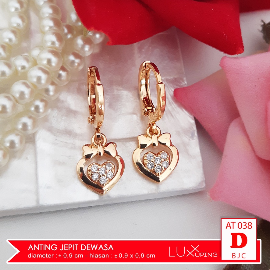 AT 038 Anting Jepit Wanita Dengan Permata Zirkon Perhiasan Lapis Emas 18 Xuping Gold Earrings Luxx Xuping