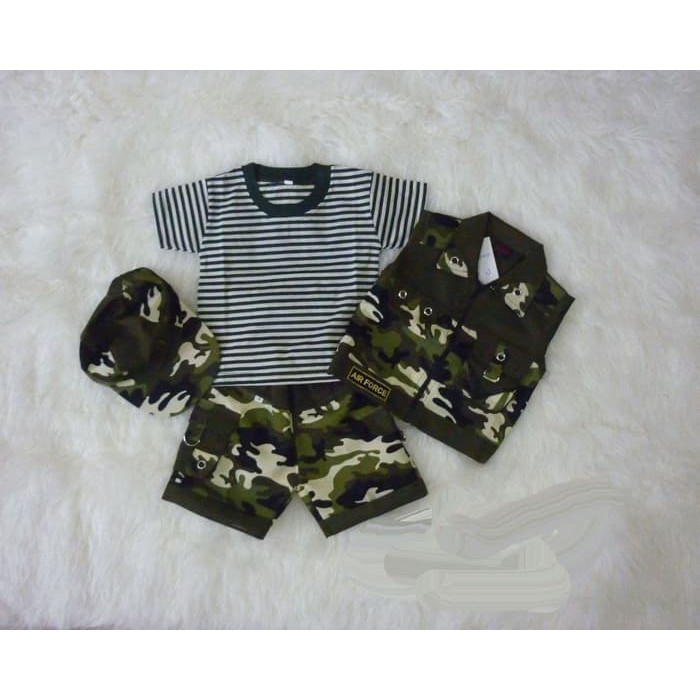 Baju Setelan Anak Bayi Rompi Tentara Topi - Cool Army - Size 1