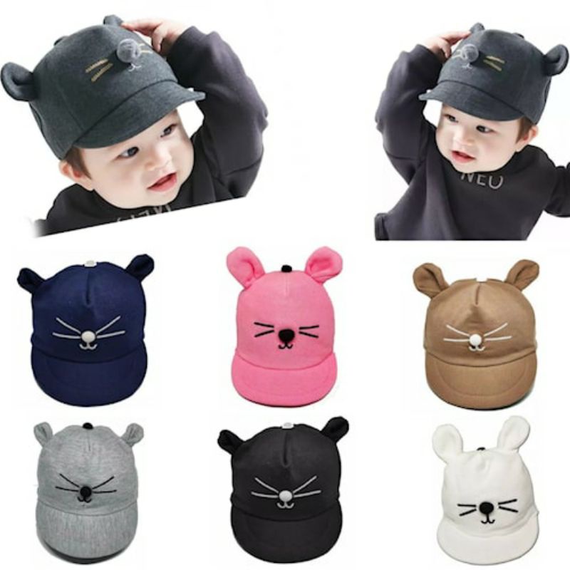 Topi Bayi Lucu Perempuan Laki Laki Newborn 0 6 12 Bulan Karakter Kucing