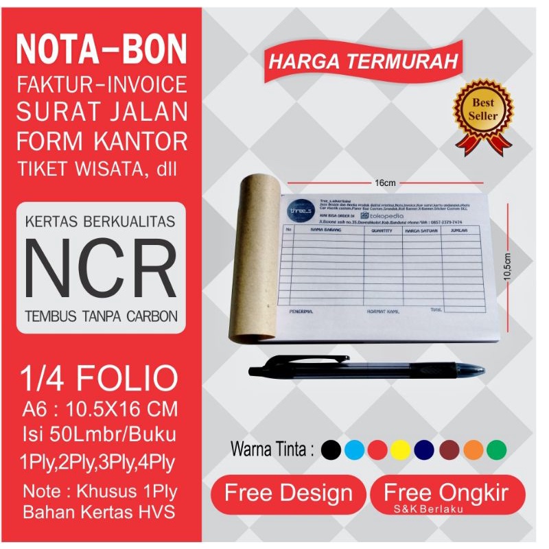 

Nota A6 2PLY, PERFORASI, NOMORATOR