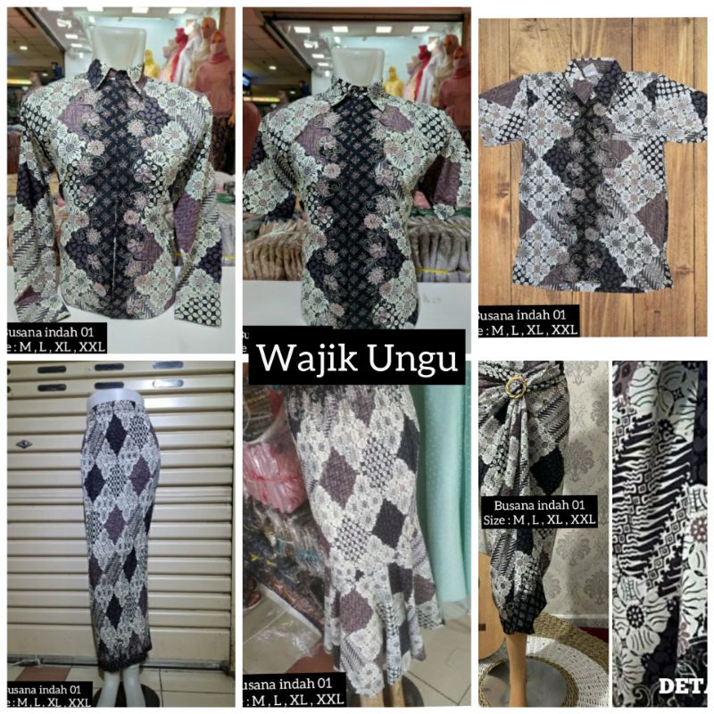 COUPLE BATIK / BATIK SERAGAMAN / BATIK MODERN MOTIF WAJIK UNGU