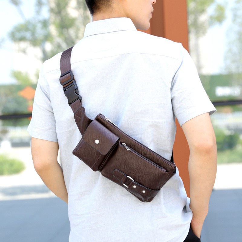 Tas Slempang Pria Tas Pinggang Pria Kulit Casual Import