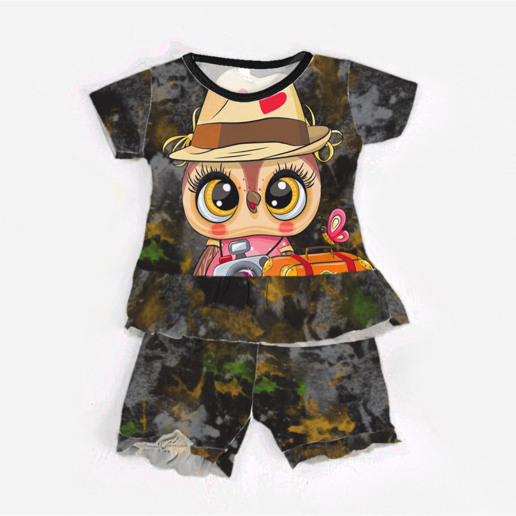 RILLO - SETELAN RUFFLE MOTIF PRINT / SET RUFFLE ANAK PEREMPUAN