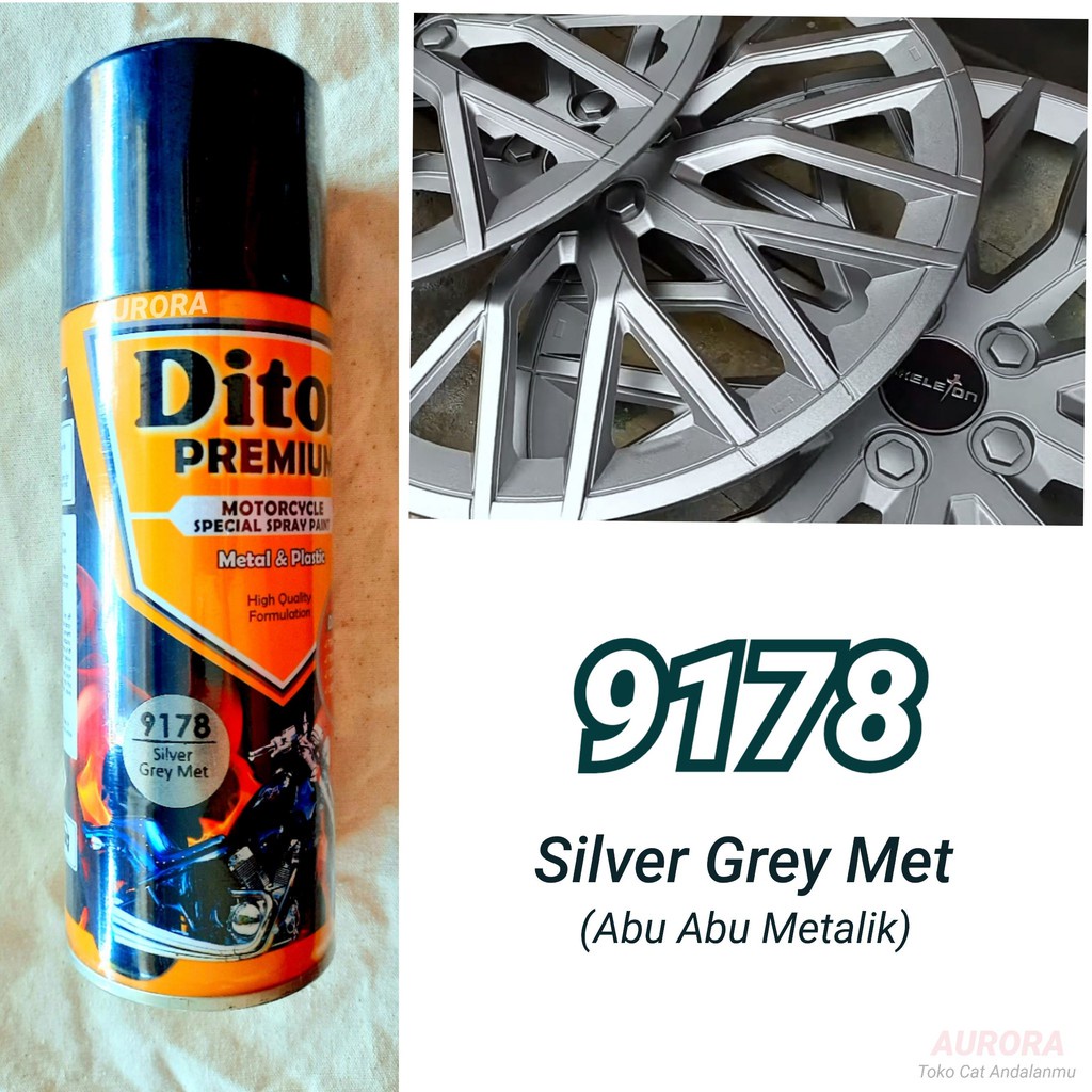 Pilox Diton Premium Silver Grey Met 9178 Abu Abu Metallic Metalik Metalic Cat Mobil Motor Tahan