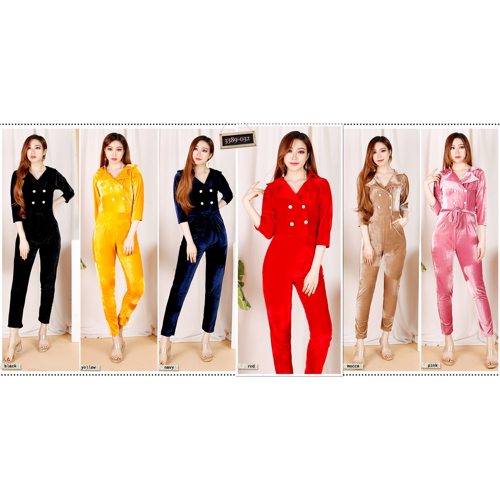 Kathryn collection #032, Jumpsuit velvet ( bludru ) import premim celana panjang tangan 3/4