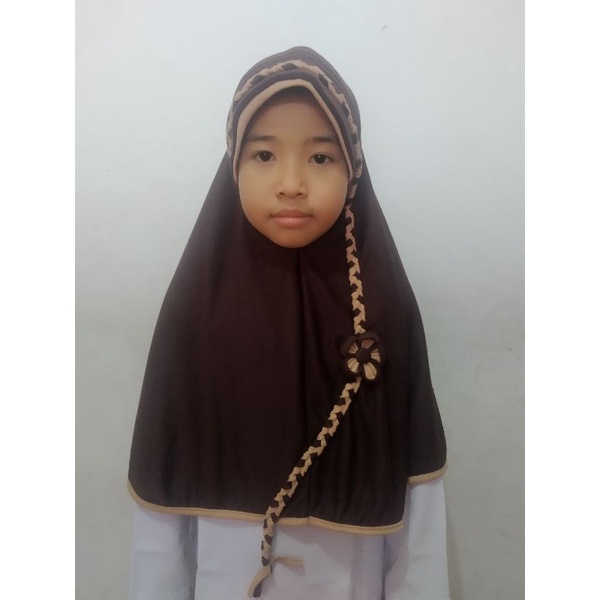 Jilbab Pramuka SD Kepang bunga samping Jilbab Pramuka Anak Jilbab Instan Jilbab Sekolah