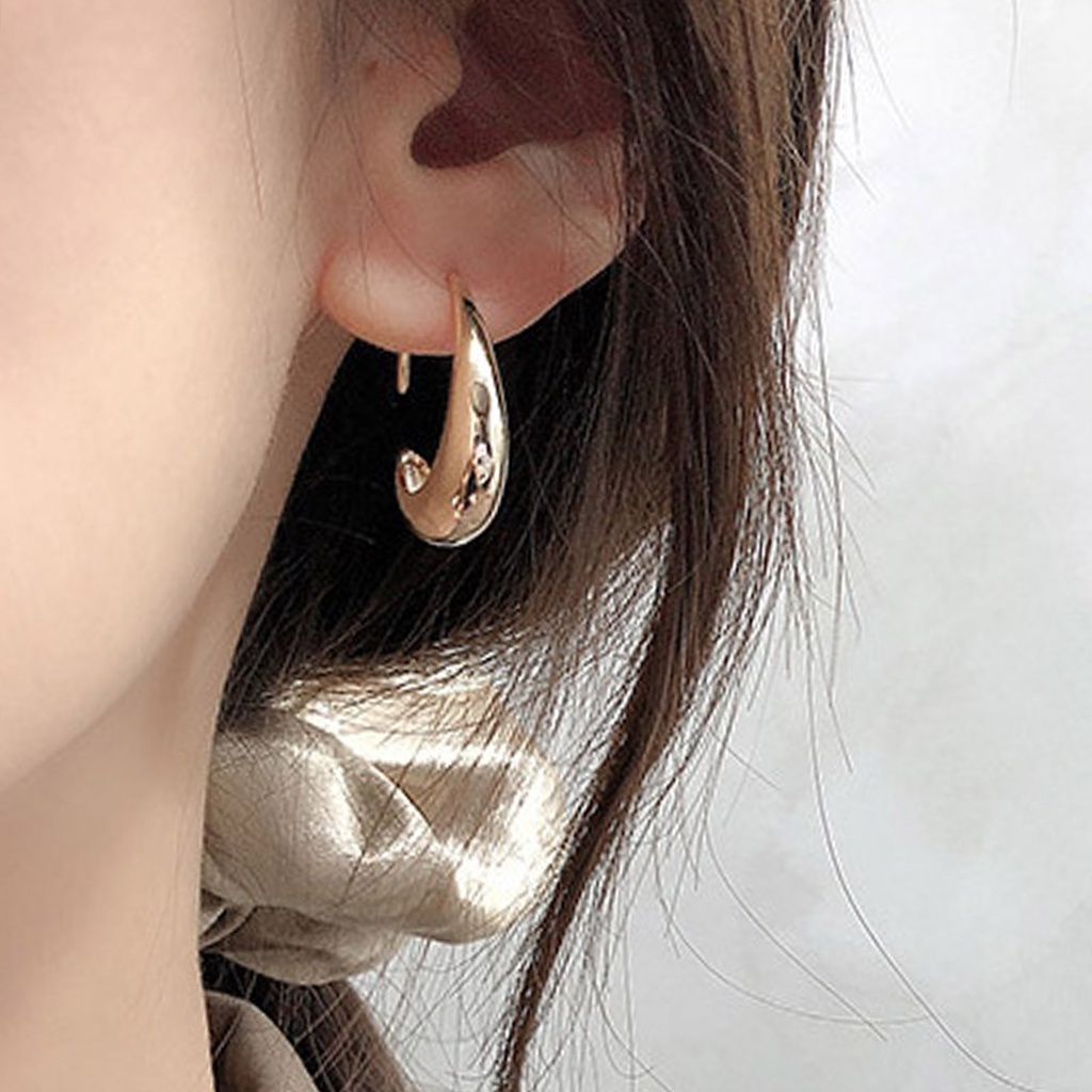 Hu Hu Hu Hu Hu Alat Bantu Pasang Kacamata♡ 1 Pasang Anting Hoop Bentuk Geometris Gaya Minimalis