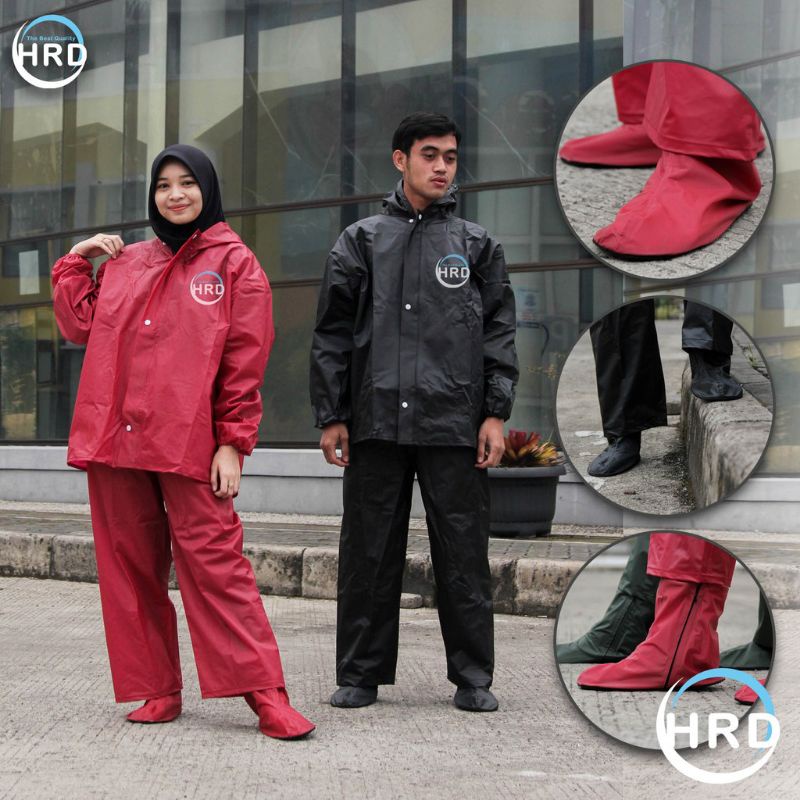 paket jas hujan &amp; sepatu hujan bahan tebal anti rembes