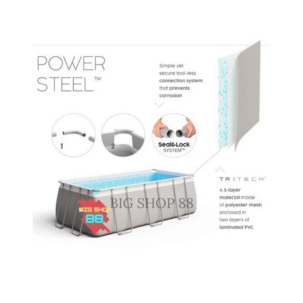 BESTWAY KOLAM RENANG PORTABLE KOLAM RENANG ANAK JUMBO PRISM POOL FRAME POOL 4 METER