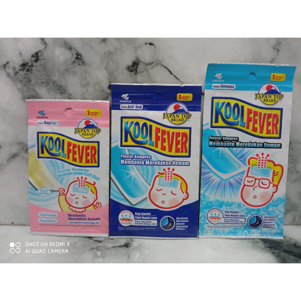 KOOL FEVER Bayi Anak Dewasa 1 Lembar - Plester Kompres Demam Bye Fever - Penurun Panas Koolfever