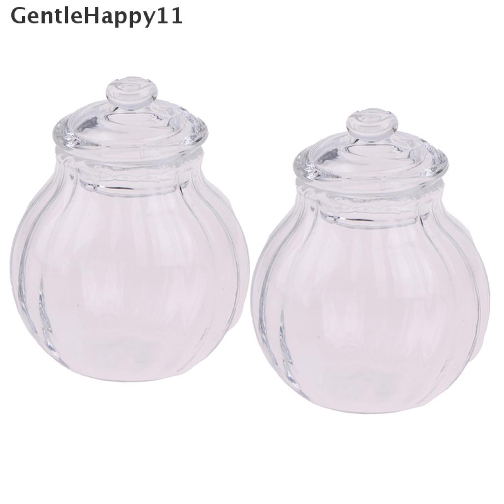 Gentlehappy Mainan Miniatur Toples Permen Bulat Bahan Kaca Untuk Aksesoris Rumah Boneka 1: 12