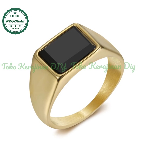 Cincin Pria Titanium Rich Stainless Steel Besi Anti Karat Permata Black Cincin Kasual Fashion Ring