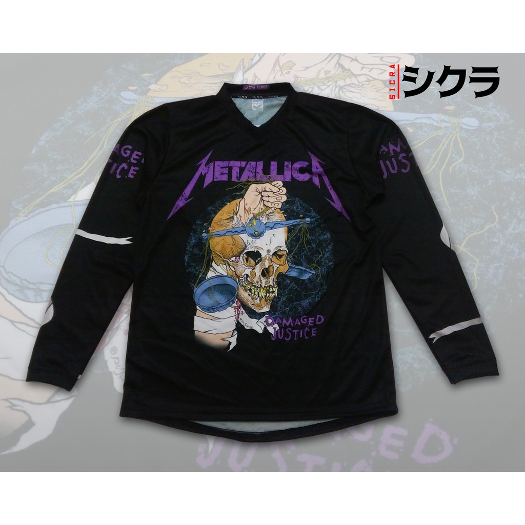 Jersey kaos Band Metallica damaged tangan panjang