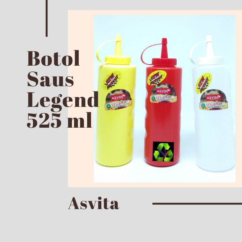 BOTOL SAUS ASVITA/BOTOL KECAP/BOTOL MAYO/BOTOL SAUS LEGEND 525ML ASV BSL 525