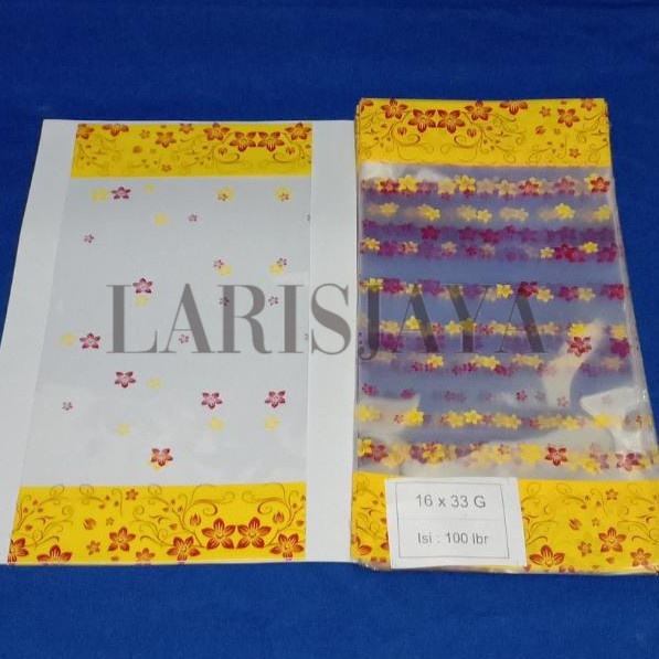 

DISKON !!! PLASTIK DUDUK OPP MOTIF BUNGA UKURAN 16 x 33 / PLASTIK JAJAN LEBARAN ( ISI 100 PCS )