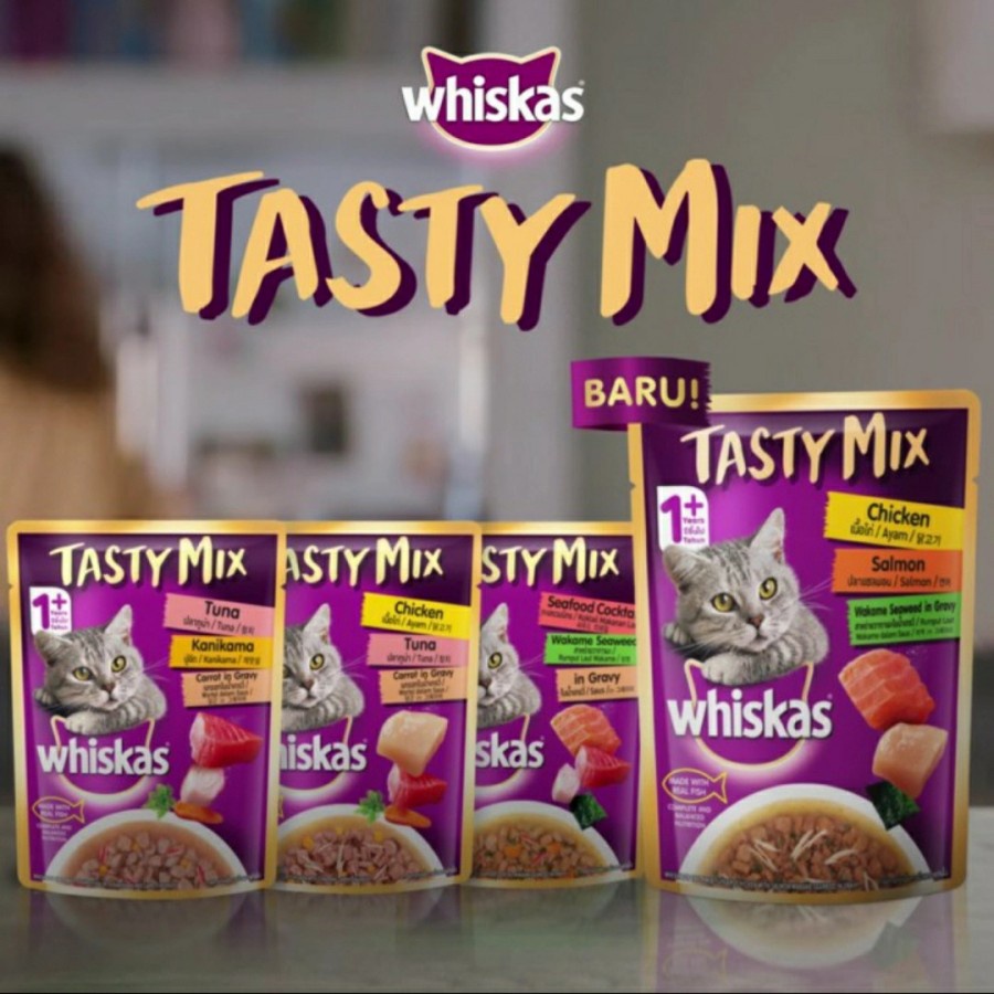 WHISKAS TASTY MIX 70 GR/WHISKAS POUCH TASTY MIX 70GR