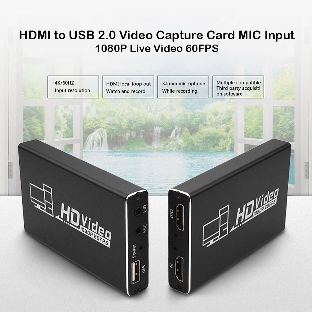 HDMI to USB 2.0 Video Capture Card MIC Input 1080P Live Video 60FPS