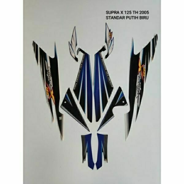 STRIPING MOTOR SUPRA X 125 TAHUN 2005 WARNA STANDAR PUTIH BIRU