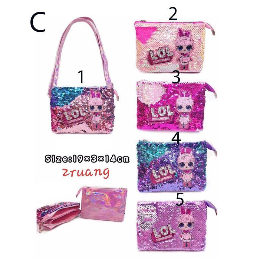 PROMO Tas Selempang Bahu / Fashion Anak Tas Sequin Usap Payet ManiK2 Anak Kembar &amp; Kuda Ajaib IMPORT