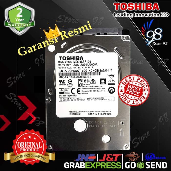 HDD Harddisk Internal Laptop Toshiba 1TB 2.5 SATA 5400 RPM