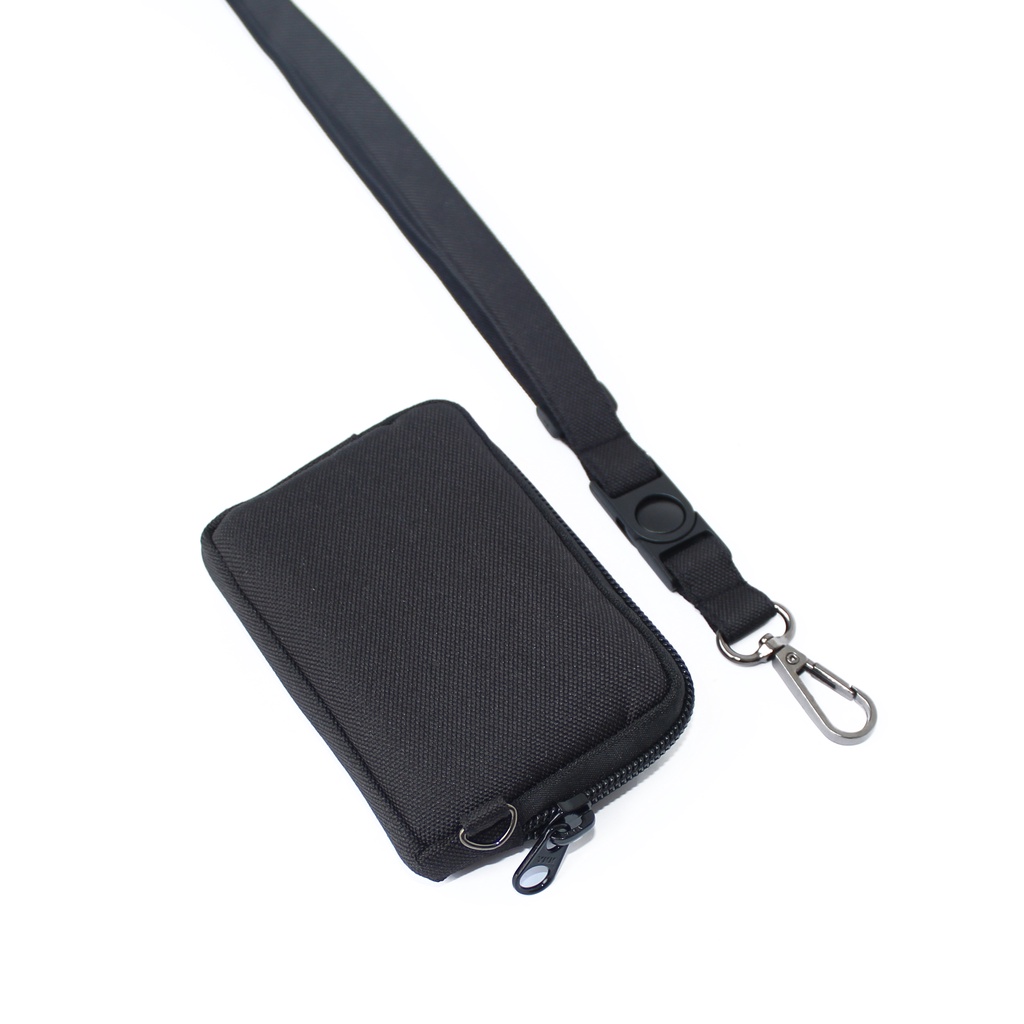 EMHW118 Hanging Wallet Pocket Pouch Dompet kartu Gantung Tali Lanyard hitam