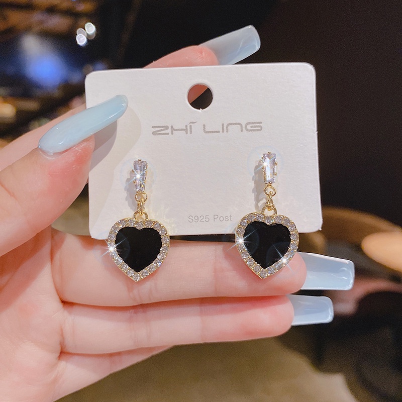 s925Sterling Silver Jarum Square Full Berlian Imitasi Zirkon Anting-Anting Wanita Korea Fashion Ornamen-3