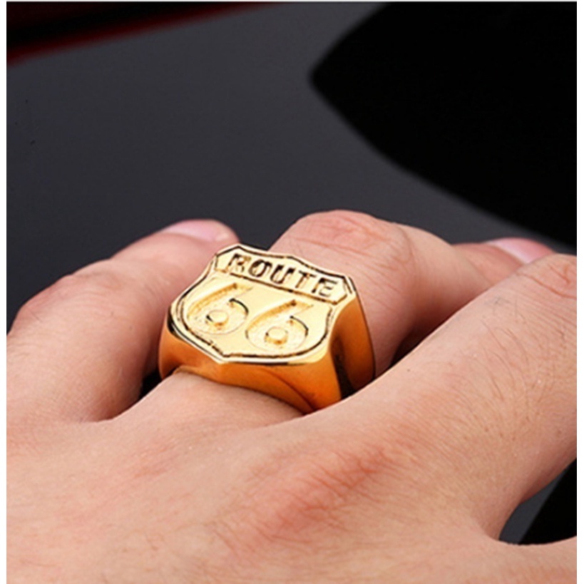 Cincin Desain American Cyclist ROUTE 66 Untuk Pria