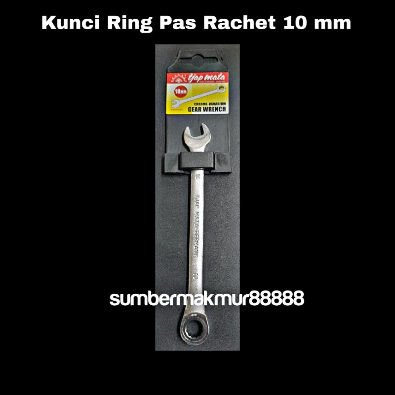 Kunci Ring Pas Rachet 10mm Tjap Mata