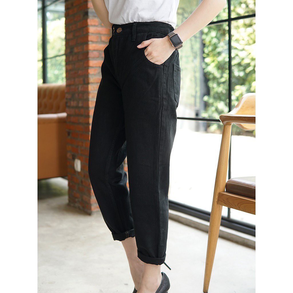 BOYFRIEND JEANS 4046 NONSTRETCH MURAH TWO TONE BOYFRIEND / ZIG HITAM