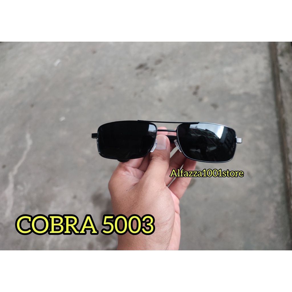 Cobra5003- Kacamata Gaya police Pria/Lensa Hitam frame kotak Police