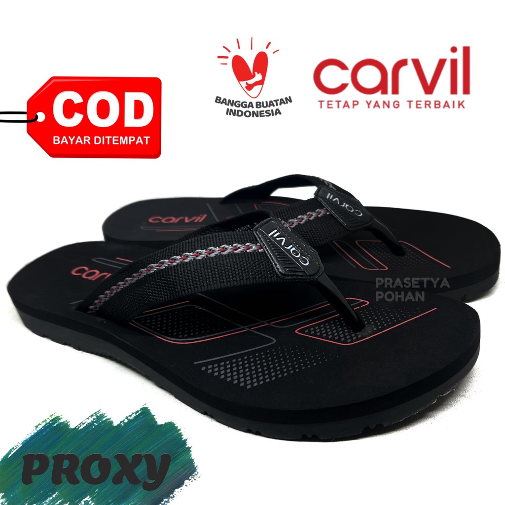 Sandal Pria Carvil Original Anti Air - Sendal Carvil Tartan