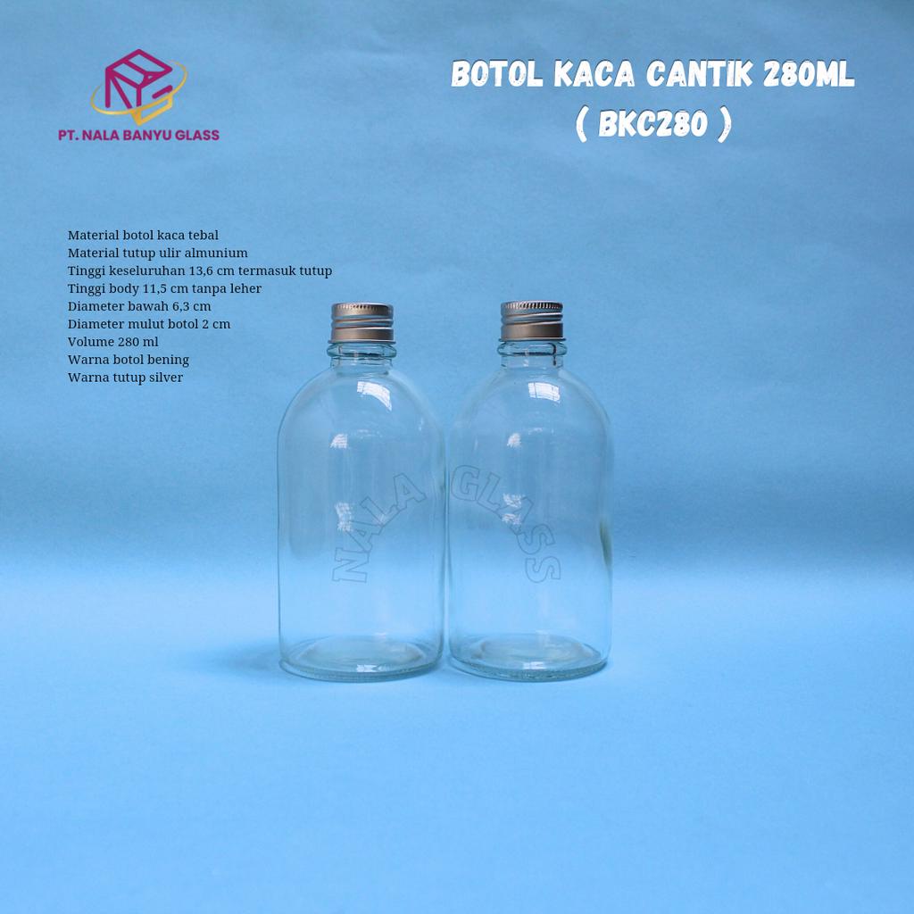 BKC280 botol kaca 280ml juice / botol bulat 280ml / botol susu/ kopi