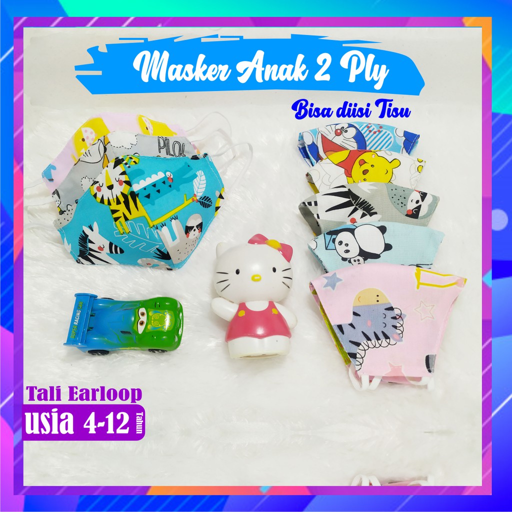 MASKER KAIN ANAK 2 PLY / BISA DIISI TISU MODEL DUCKBILL