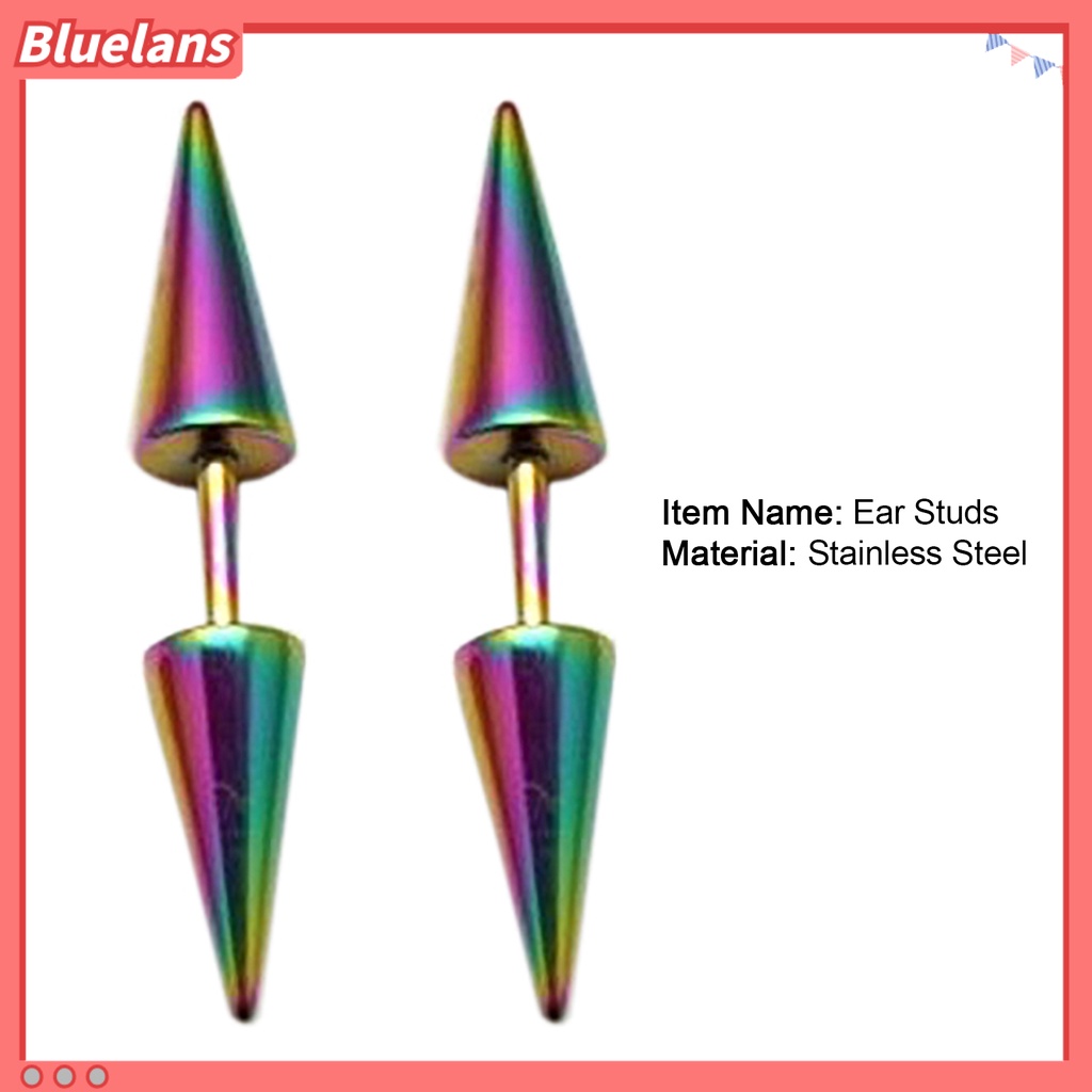 Bluelans 1 Pair Stud Earring Fine Workmanship Women Accessories Portable Unisex Double Rivet Spike Earrings