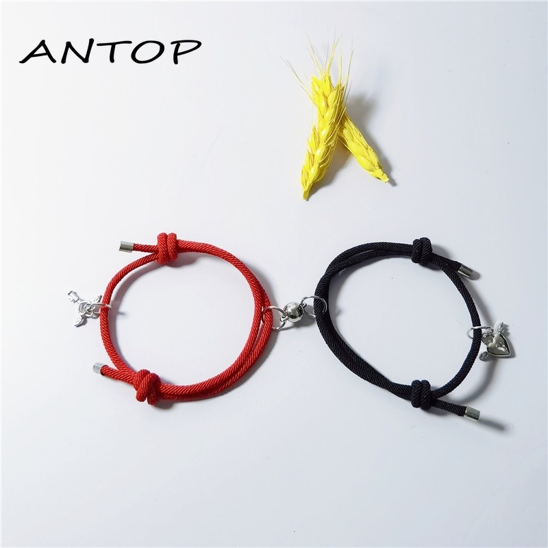 2pcs Gelang Couple Magnet Pasangan Sayap Cinta Kunci Unisex Fashion Aksesoris Hadiah